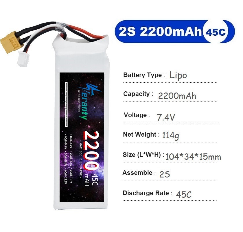 2 шт. 7,4 В Lipo 2S аккумулято – обзор и цена Drone Racing Battery