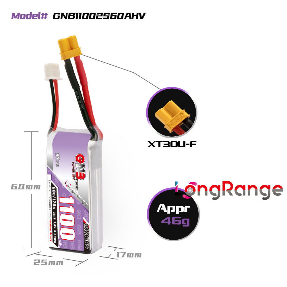 GNB 1100 мАч 2S 3S 4S 6S 60C/1 – обзор и цена Drone Racing Battery
